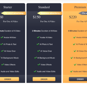 Pricing Table Ai Video